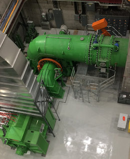 Double francis turbine using PLC/TG governor